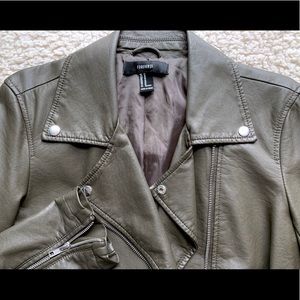 olive green faux leather jacket
